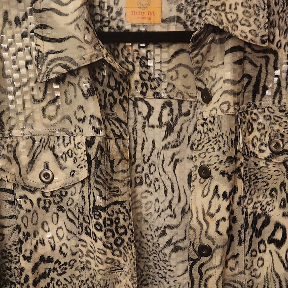 Ruby Rd. Leopard and Zebra Print Blouse - image 1